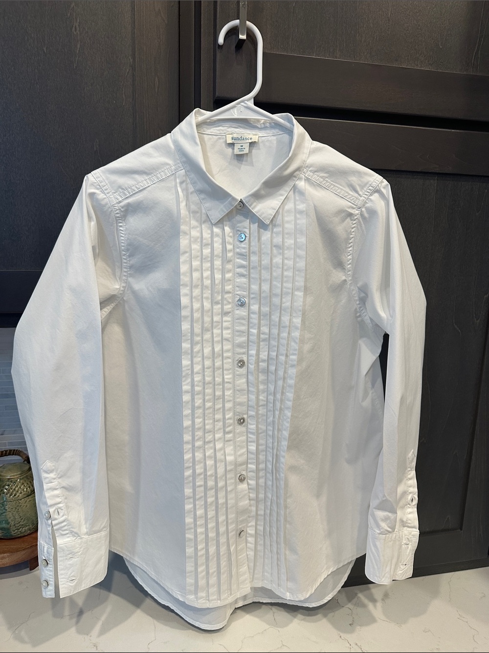 Sundance White Pleated Front Dress Shirt